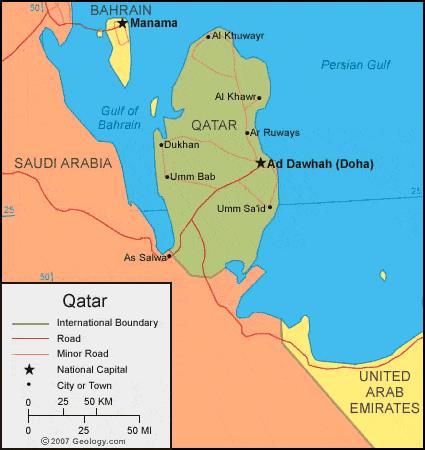 Bản đồ nước Qatar (Qatar Map) khổ lớn năm 2022