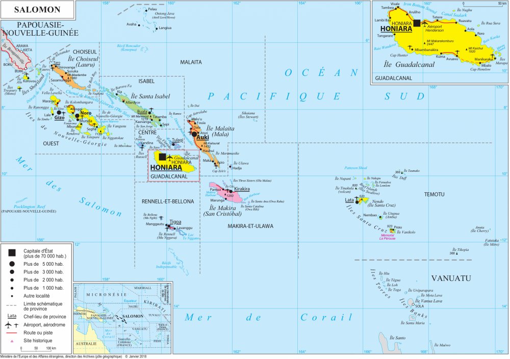 Bản đồ Quần đảo Solomon (Solomon Map) khổ lớn năm 2022