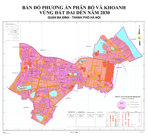TẢI Bản đồ quy hoạch sử dụng đất Quận Ba Đình đến năm 2030
