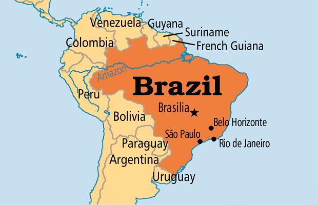 Bản đồ nước Brazil (Brazil Map) khổ lớn năm 2023