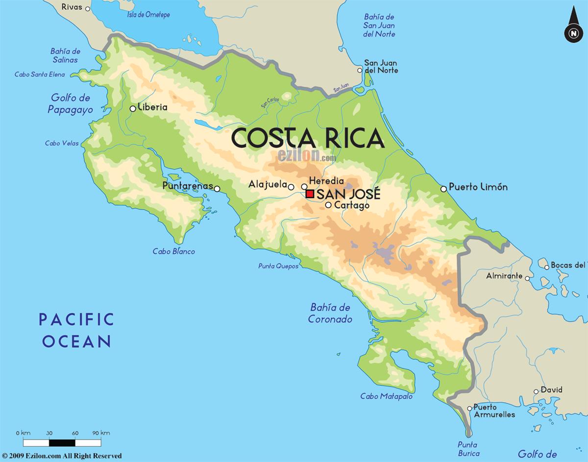 Bản đồ nước Costa Rica (Costa Rica Map) khổ lớn năm 2022