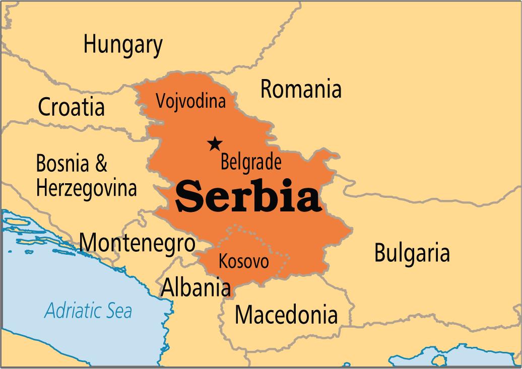 Bản đồ nước Serbia (Serbia Map) khổ lớn năm 2023