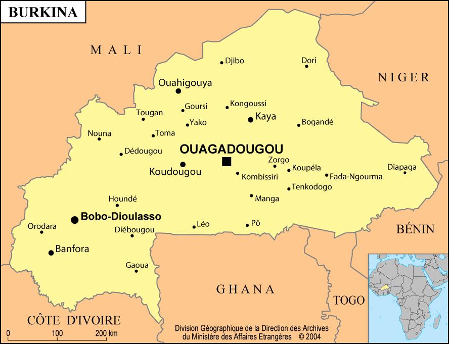 Bản đồ nước Burkina Faso (Burkina Faso Map) khổ lớn năm 2023