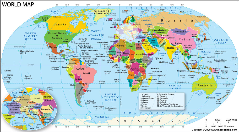 Bản đồ Thế Giới Khổ Lớn và các Châu Lục năm 2022