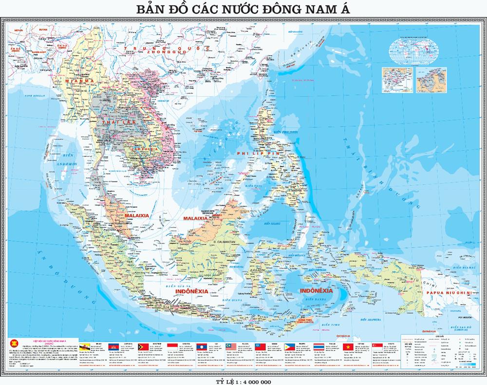 Bản đồ các nước Đông Nam Á khổ lớn phóng to năm 2022