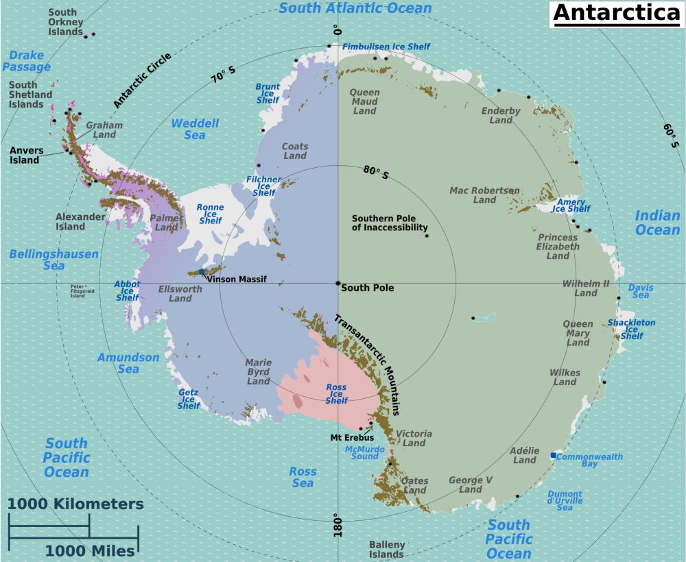 Bản đồ Châu Nam Cực (Antarctica Map) khổ lớn năm 2022