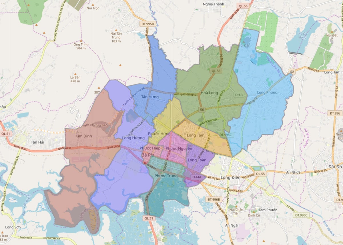 TẢI Bản đồ hành chính Thành phố Bà Rịa khổ lớn phóng to 2023