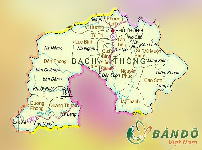 TẢI Bản đồ hành chính Huyện Bạch Thông, tỉnh Bắc Kạn khổ lớn 2023