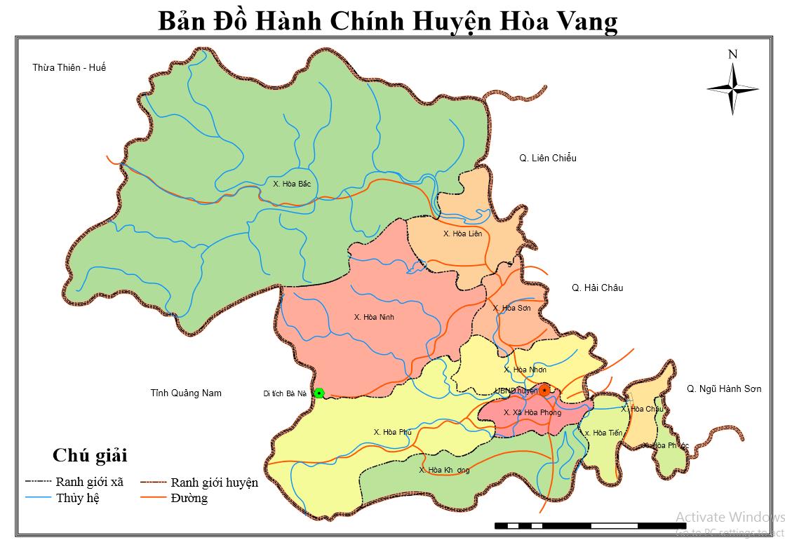 Vị trí từ Huyện Hòa Vang đến các Quận & Huyện khác tại Đà Nẵng
