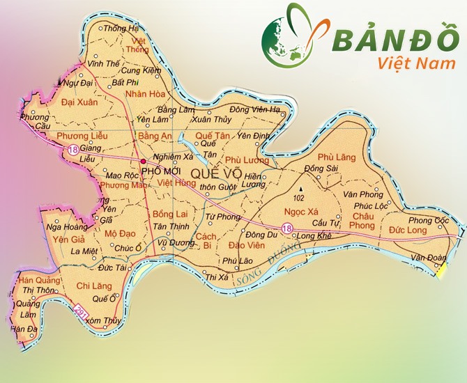TẢI Bản đồ hành chính Huyện Quế Võ, tỉnh Bắc Ninh khổ lớn 2023