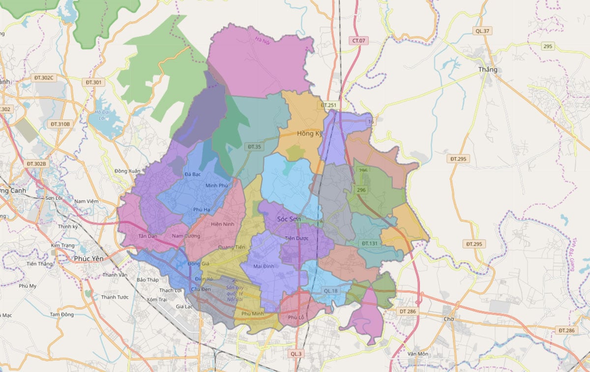 TẢI Bản đồ huyện Sóc Sơn, TP Hà Nội khổ lớn phóng to 2023
