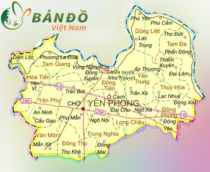 TẢI Bản đồ hành chính Huyện Yên Phong, tỉnh Bắc Ninh khổ lớn 2023