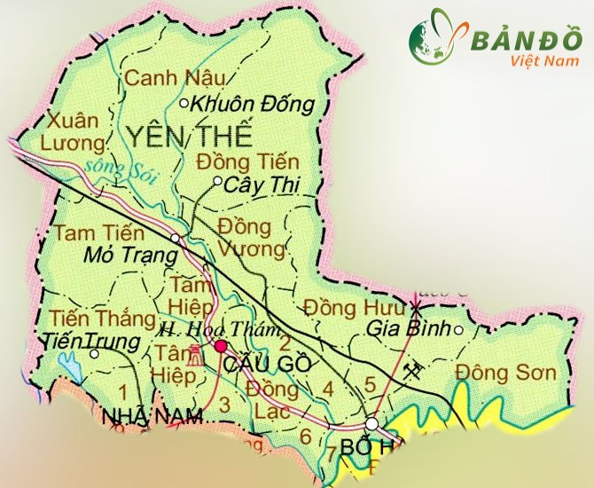 TẢI Bản đồ hành chính huyện Yên Thế, tỉnh Bắc Giang khổ lớn 2023