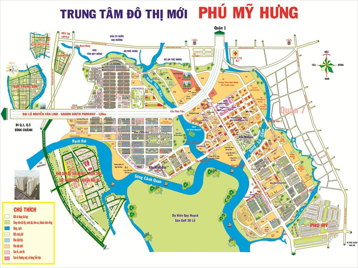 Bản đồ Khu Đô Thị Mới Phú Mỹ Hưng Quận 7 khổ lớn năm 2023