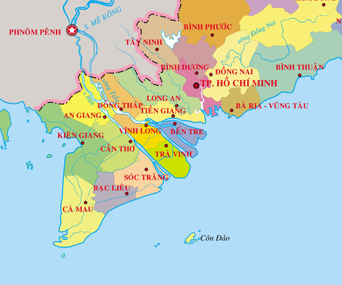 TẢI Bản đồ miền Nam (Nam Bộ) Việt Nam khổ lớn Mới Nhất 2024
