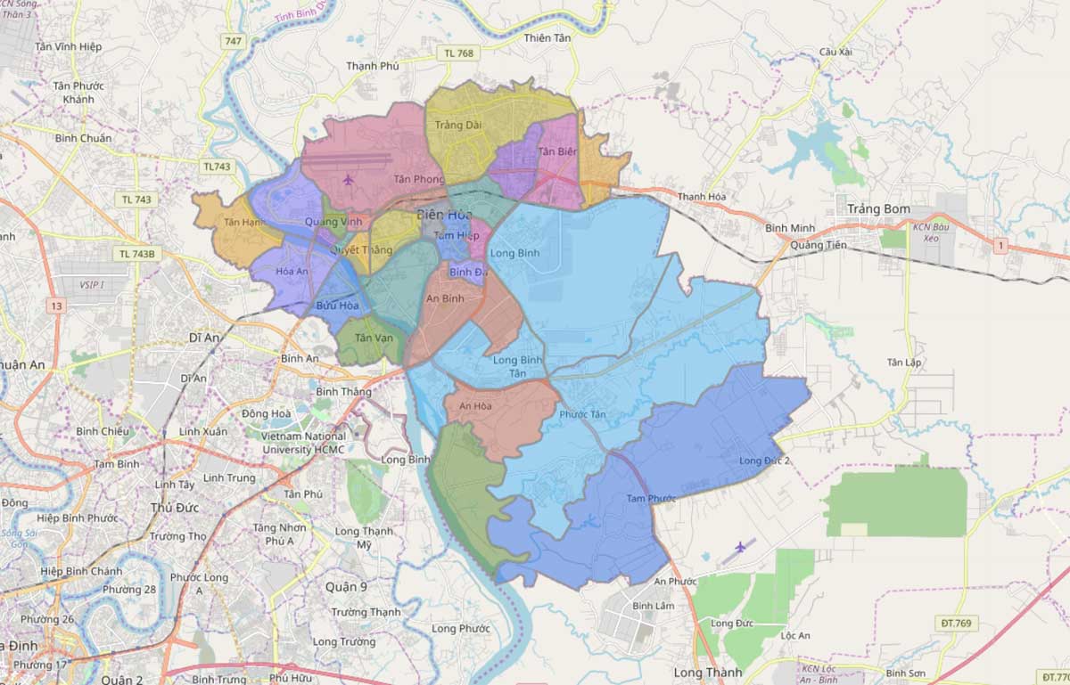 TẢI Bản đồ Thành phố Biên Hòa, tỉnh Đồng Nai khổ lớn 2023
