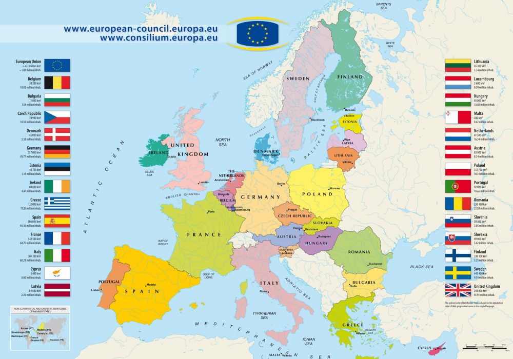 Bản đồ các nước Châu Âu (Europe Map) khổ lớn mới nhất năm 2022