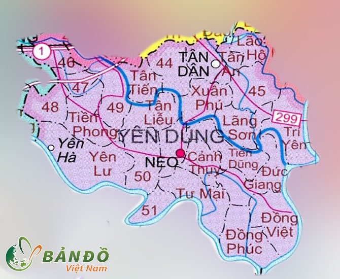 TẢI Bản đồ hành chính huyện Yên Dũng, Tỉnh Bắc Giang khổ lớn 2023