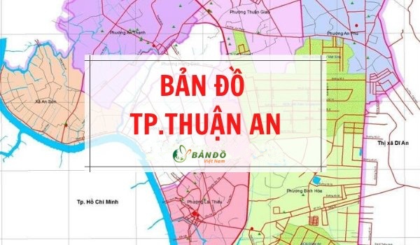 TẢI Bản đồ hành chính TP Thuận An, tỉnh Bình Dương khổ lớn 2023
