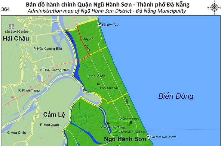 Vị trí từ Quận Ngũ Hành Sơn đến các Quận và Huyện khác tại Đà Nẵng