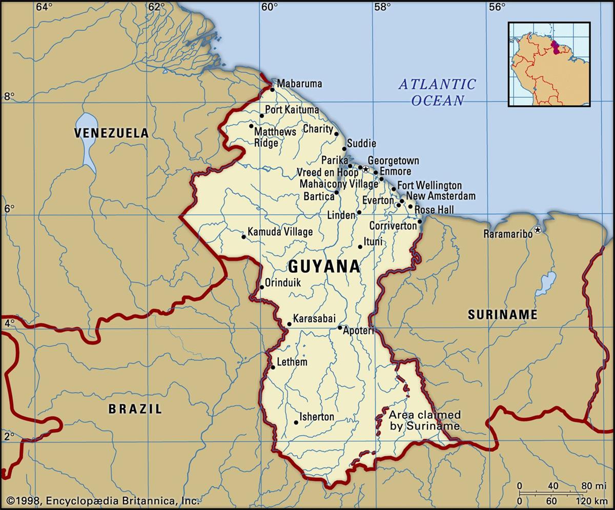 Bản đồ nước Guyana (Guyana Map) khổ lớn năm 2022