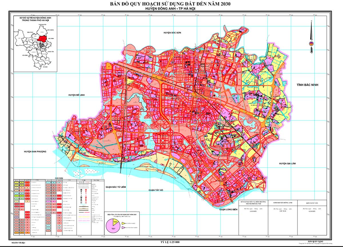 TẢI Bản đồ quy hoạch sử dụng đất huyện Đông Anh đến năm 2030