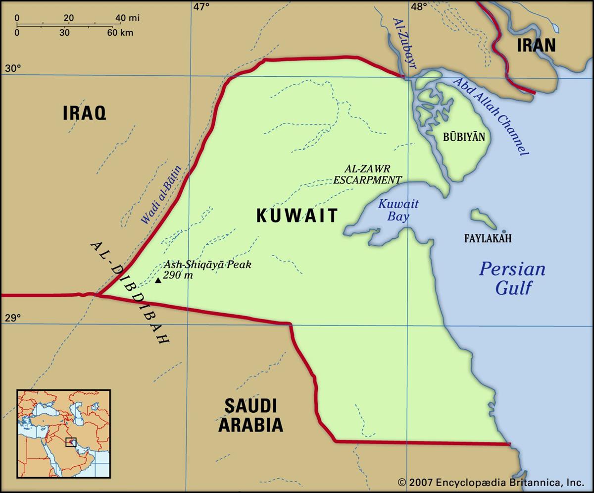 Bản đồ nước Kuwait (Kuwait Map) khổ lớn năm 2022