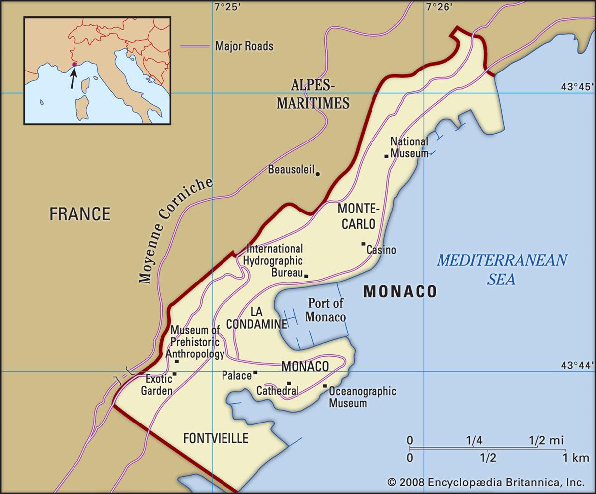 Bản đồ nước Monaco (Monaco Map) khổ lớn năm 2022