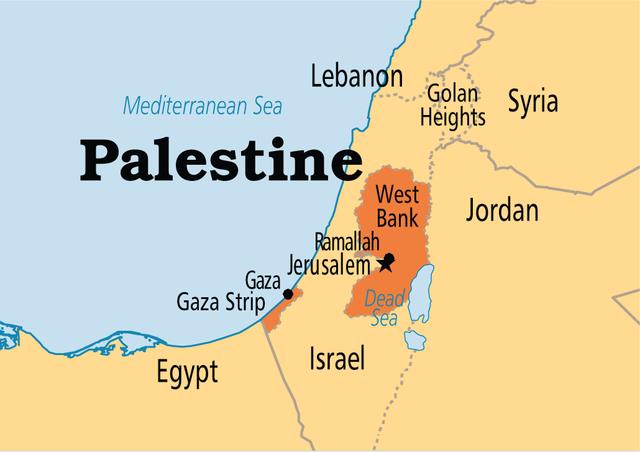 Bản đồ nước Palestine (Palestine Map) khổ lớn năm 2022