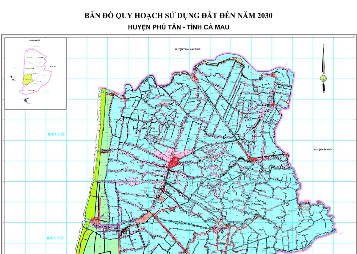 TẢI Bản đồ quy hoạch sử dụng đất Huyện Phú Tân, tỉnh Cà Mau đến năm 2030