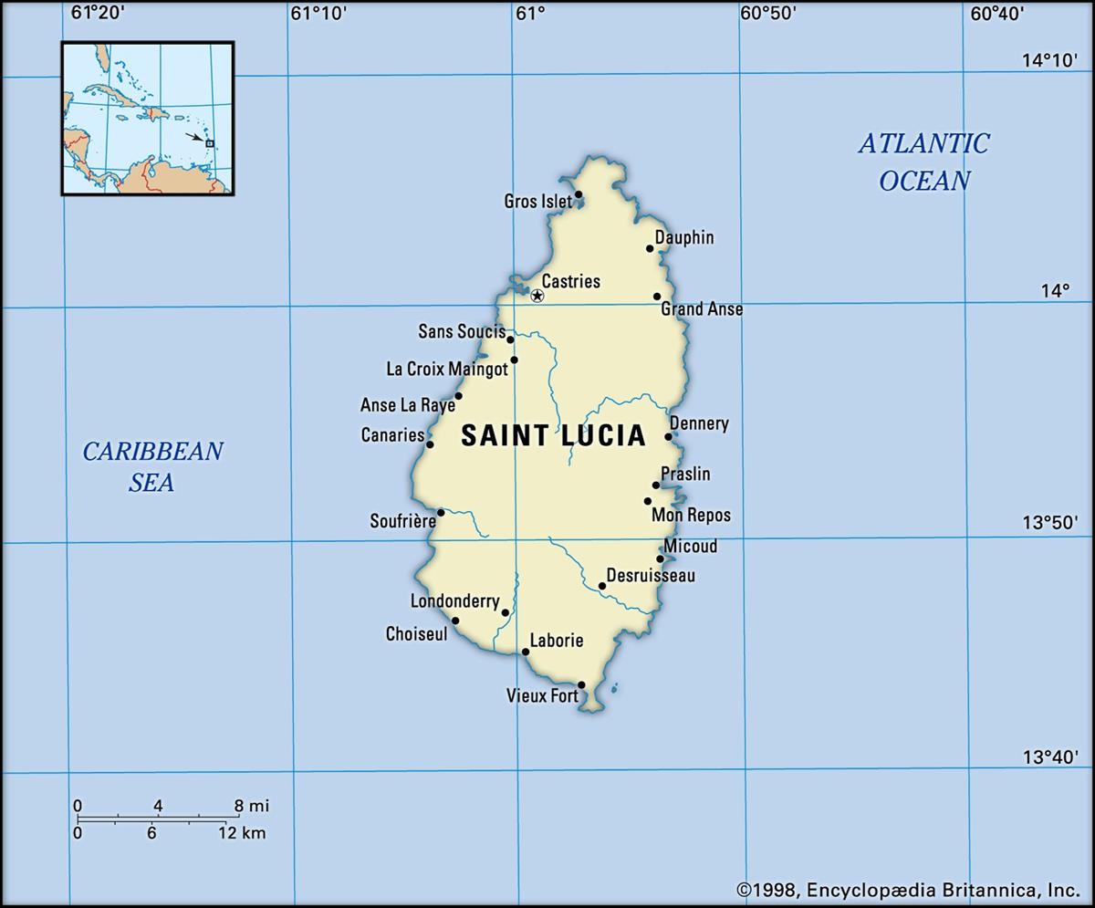 Bản đồ nước Saint Lucia (Saint Lucia Map) khổ lớn năm 2022