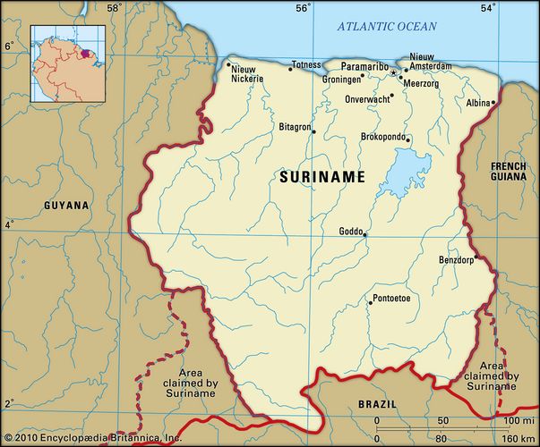 Bản đồ nước Suriname (Suriname Map) khổ lớn năm 2023