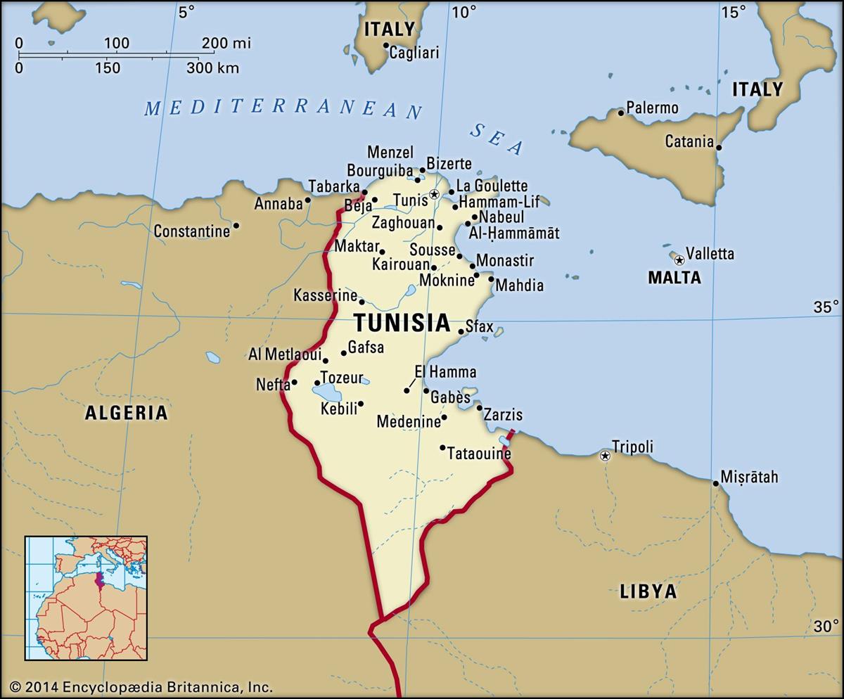 Bản đồ nước Tunisia (Tunisia Map) khổ lớn năm 2022