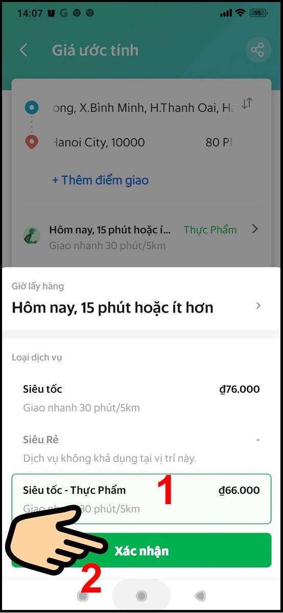 Chọn dịch vụ Giao hàng, giờ giao, bấm Xác nhận Chọn dịch vụ Giao hàng, giờ giao, bấm Xác nhận