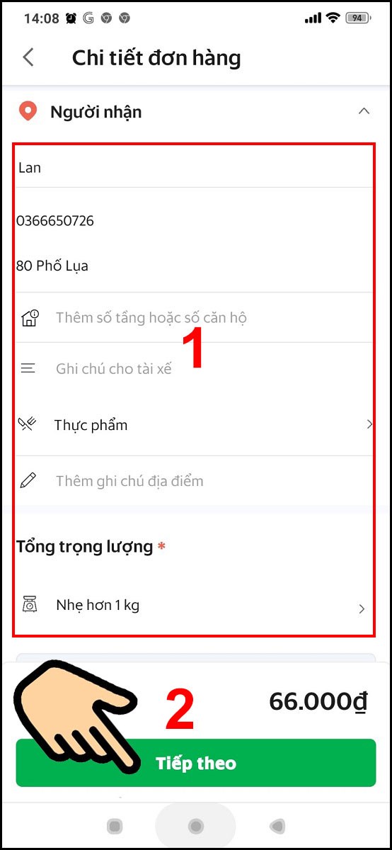 Nhập chi tiết đơn hàng Nhập chi tiết đơn hàng