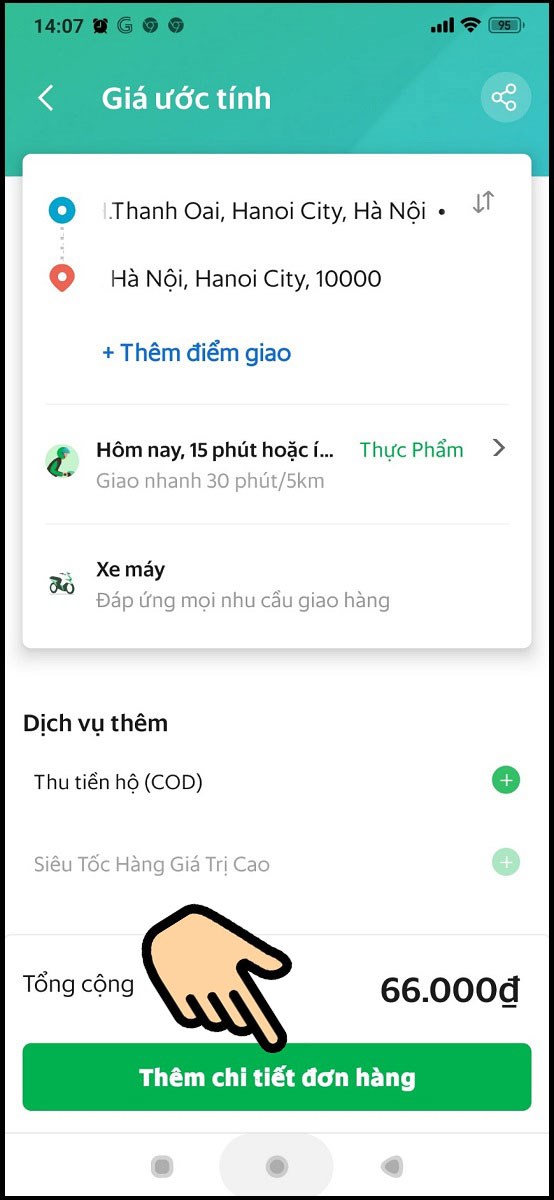 Bấm Thêm chi tiết đơn hàng Bấm Thêm chi tiết đơn hàng