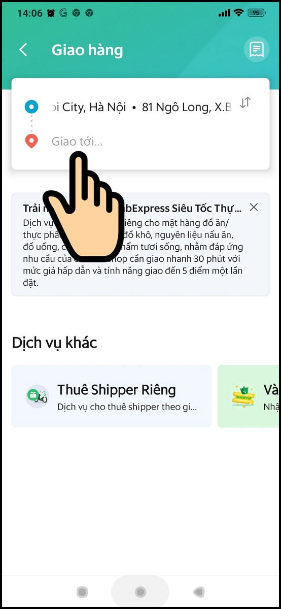 Nhập địa chỉ nơi Giao tới... Nhập địa chỉ nơi Giao tới...