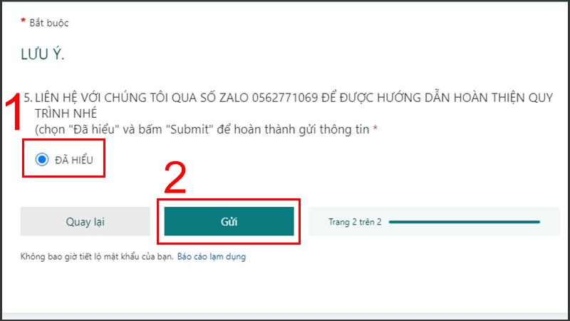 Gửi thông tin Gửi thông tin