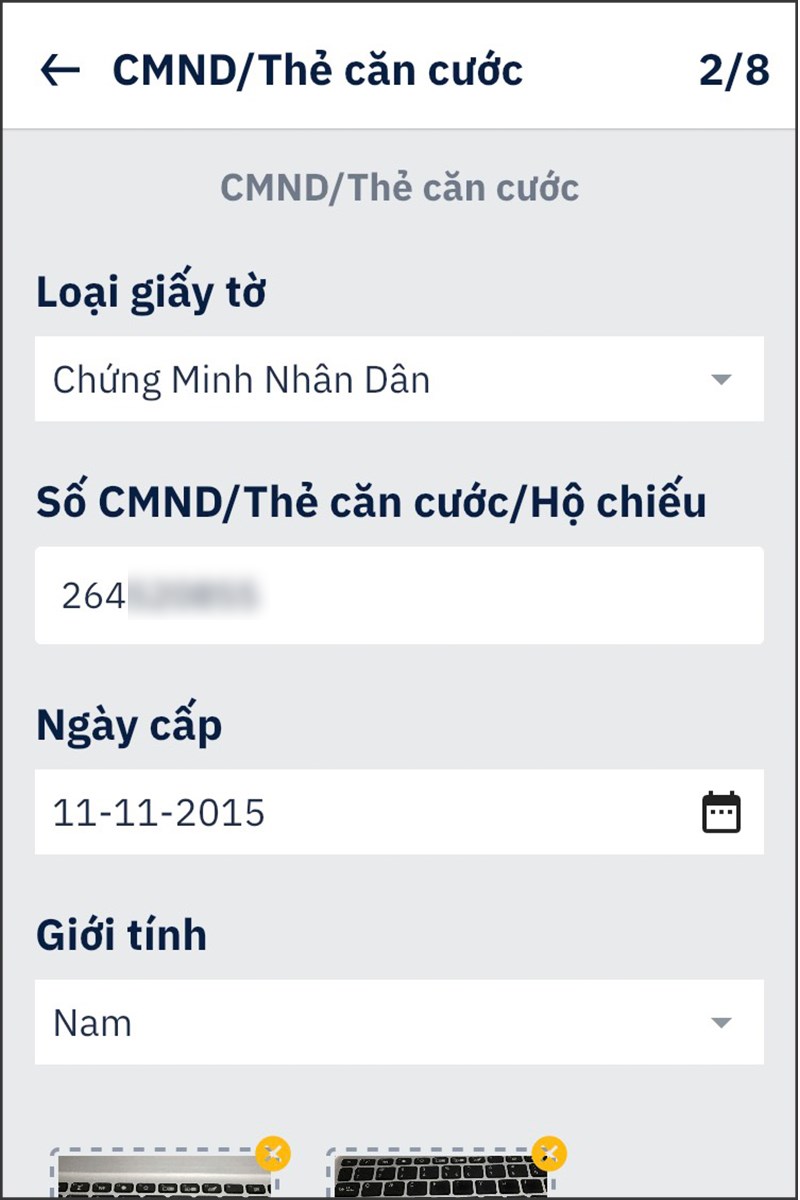 Nhập Số chứng minh nhân dân, thẻ căn cước hoặc hộ chiếu Nhập Số chứng minh nhân dân, thẻ căn cước hoặc hộ chiếu