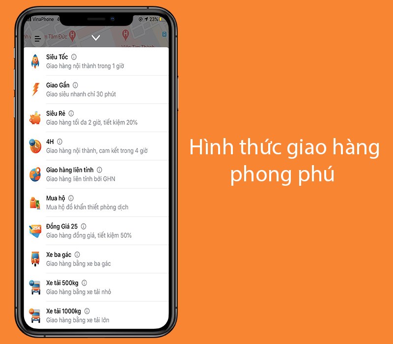 Đa dạng hình thức giao hàng và đa dạng loại xe chuyên chở