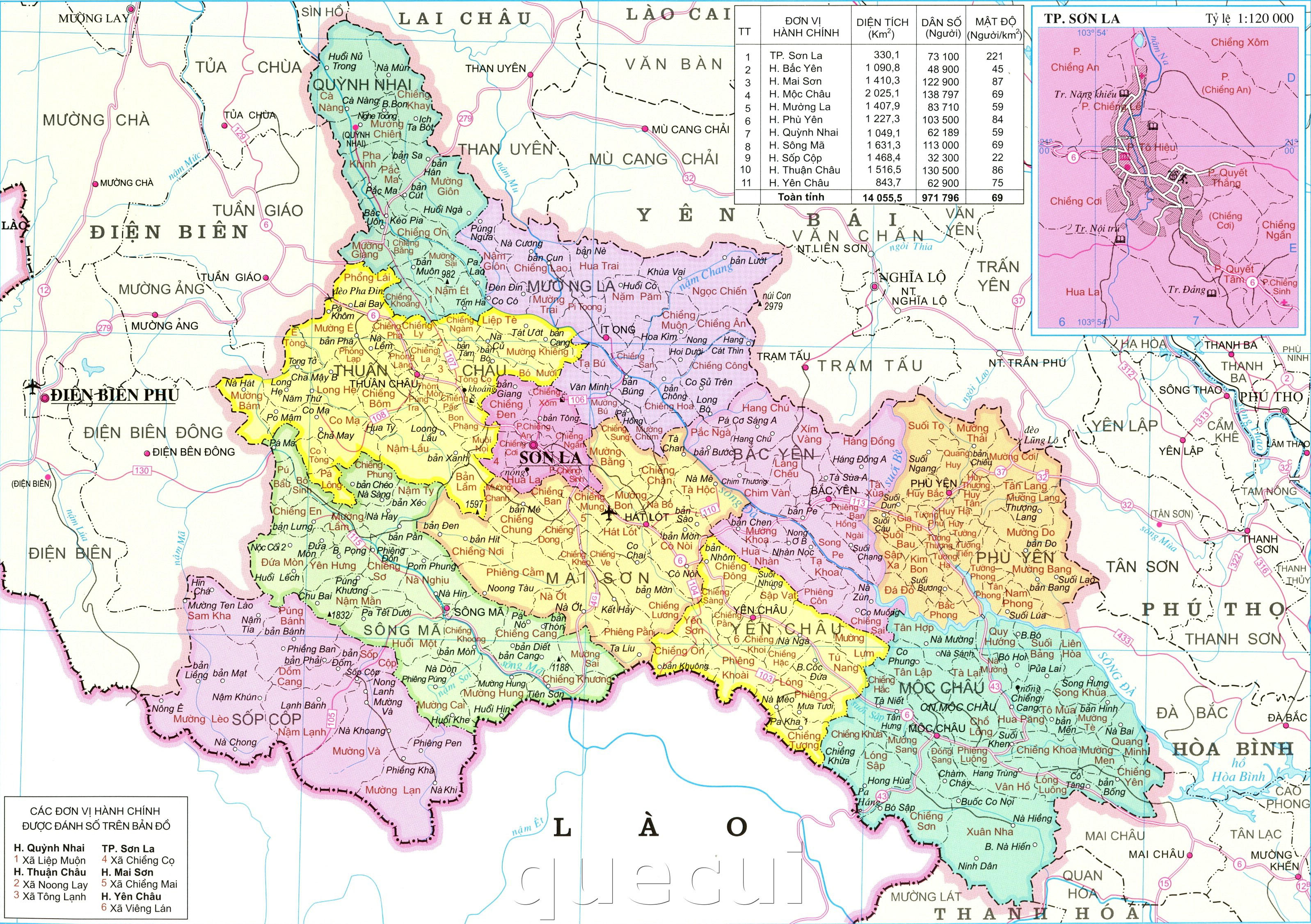 Bản đồ hành chính tỉnh Lai Châu năm 2022
