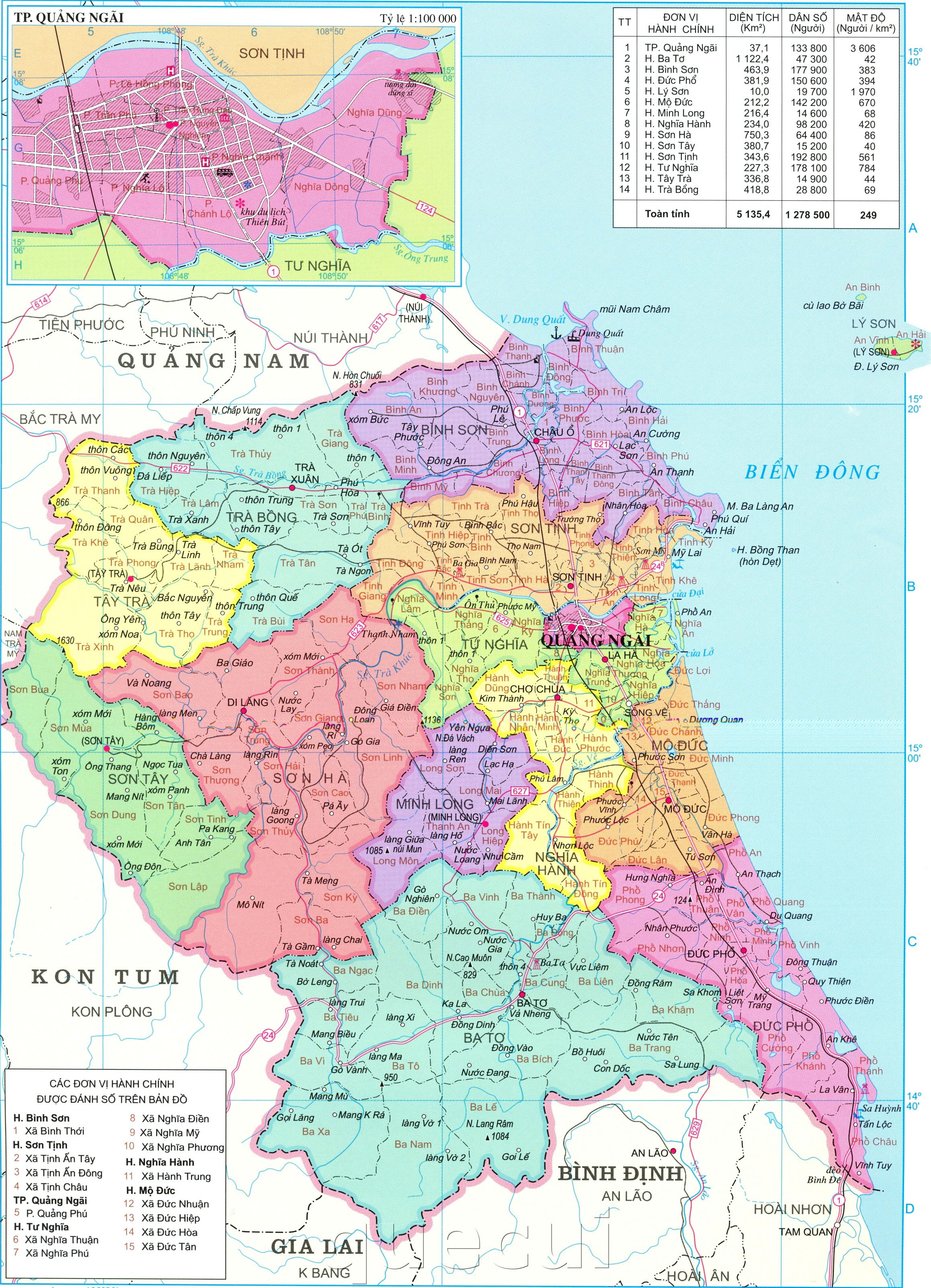 Xem Bản đồ về tỉnh Quảng Ngãi chính xác nhất