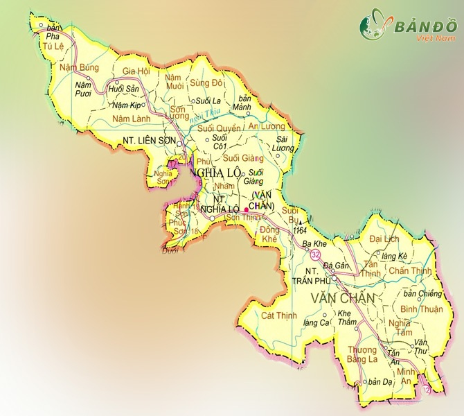 Bản đồ hành chính các xã tại huyện Văn Chấn    