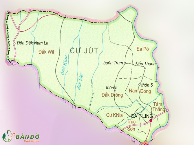 Bản đồ hành chính các xã tại Huyện Cư Jút    