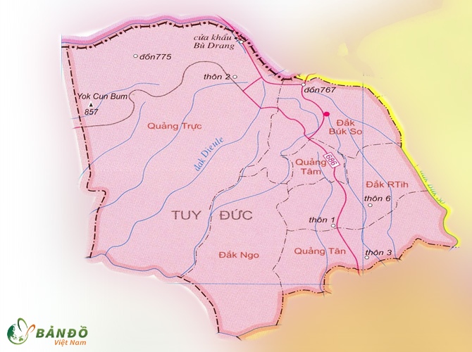 Bản đồ hành chính các xã tại Huyện Tuy Đức