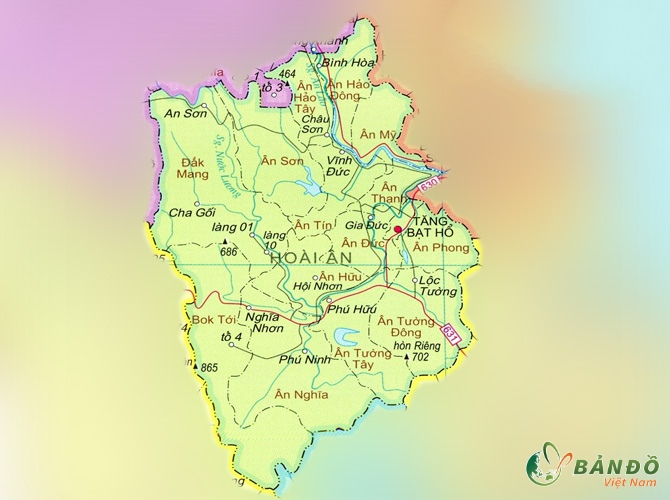 Bản đồ hành chính các xã tại huyện Hoài Ân