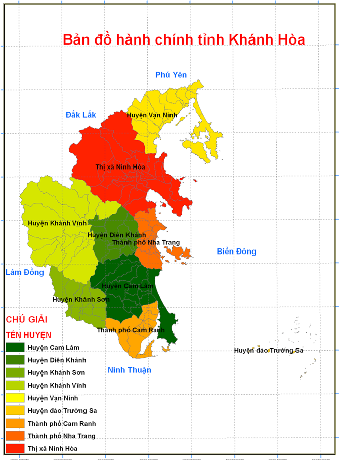 Bản đồ các huyện tại tỉnh Khánh Hoà năm 2022