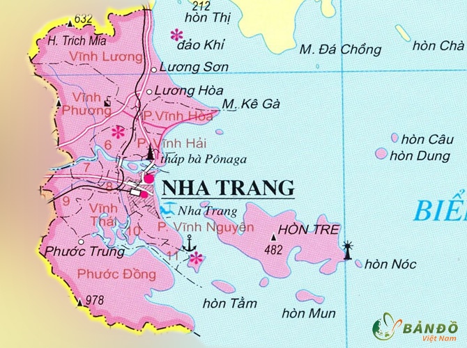 Bản đồ hành chính các phường tại thành phố Nha Trang