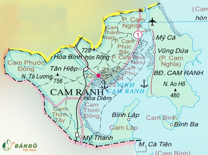 Bản đồ hành chính các phường tại thành phố Cam Ranh