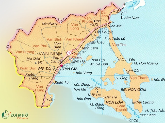 Bản đồ hành chính các xã tại Huyện Vạn Ninh    